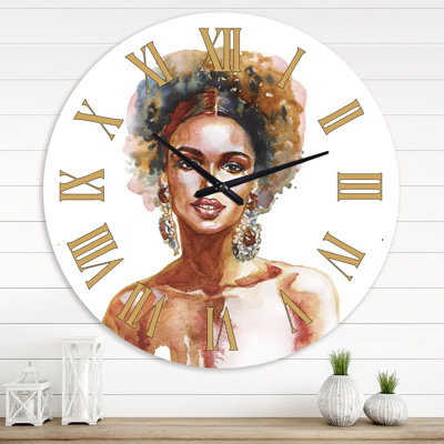 Portrait d'une femme afro-américaine V - horloge murale moderne