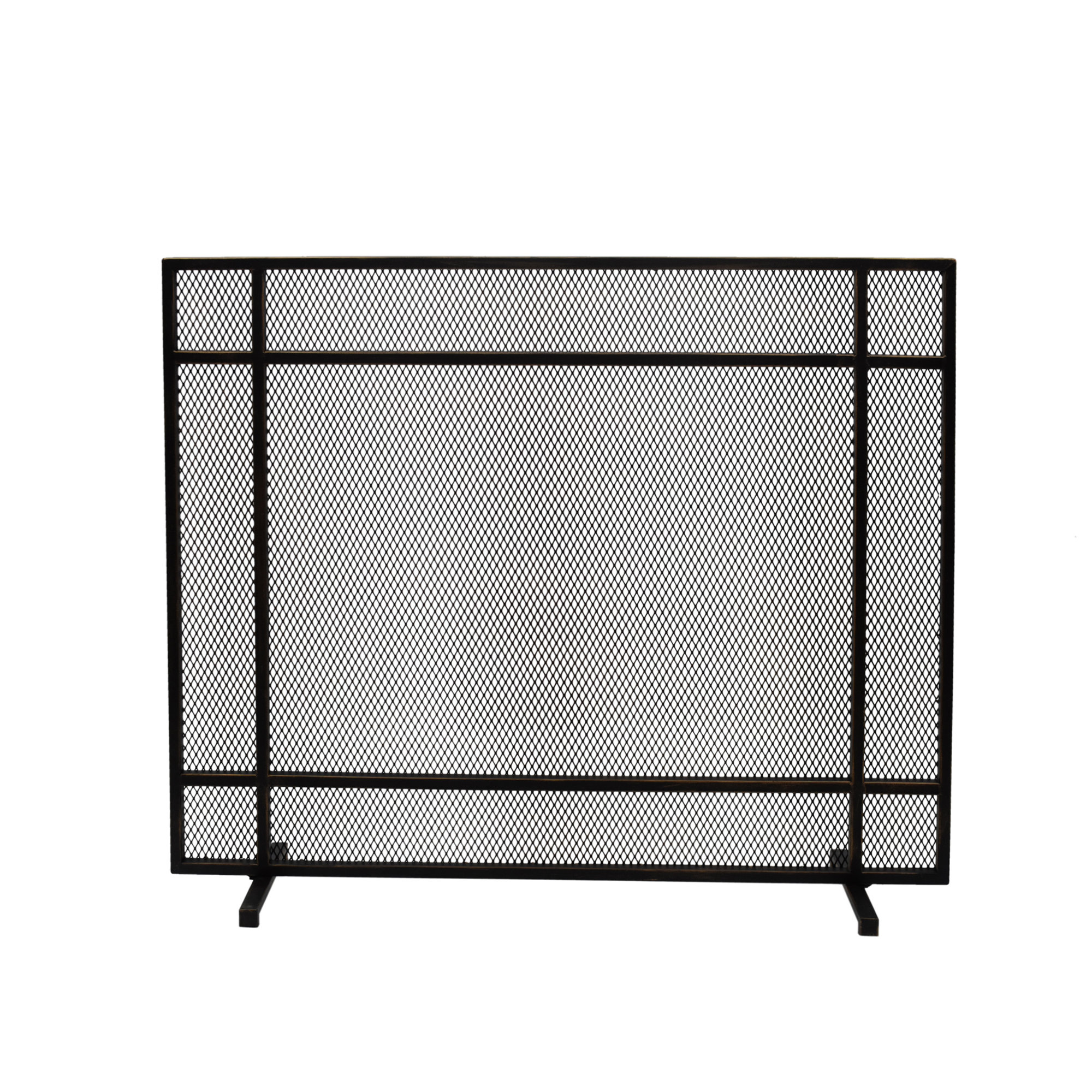 Erick Iron Fireplace Screen, Black/Brushed/Gold