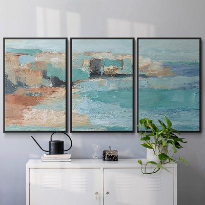 Turquoise Cliff Wall I - Toile encadrée multi-pièces