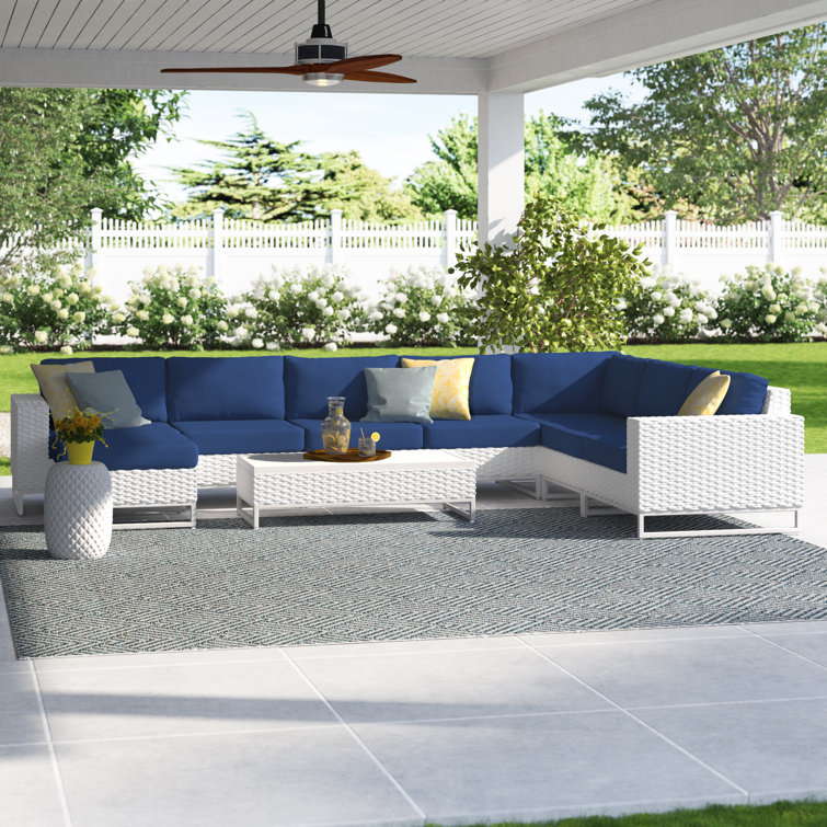 Ensemble de conversation modulaire 9 pièces en rotin avec coussins Azyon