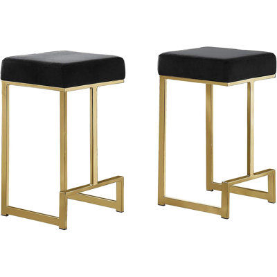 25 in. H  Backless Metal Counter Height Stools with Base (Set of 2)
