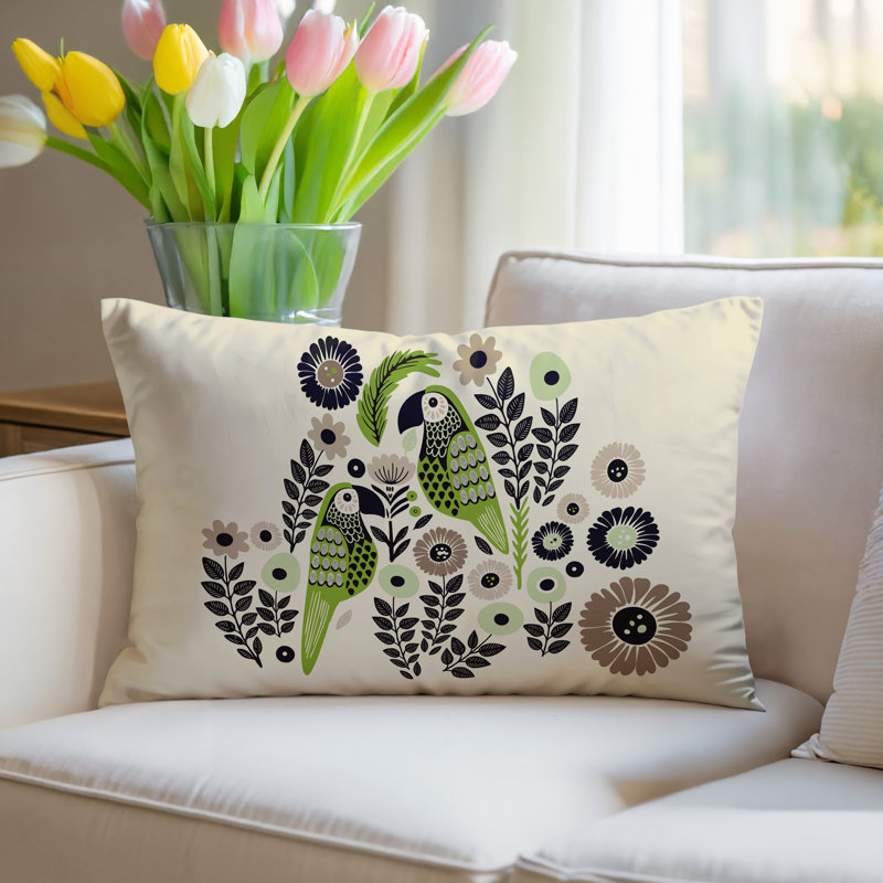 Coussin lombaire réversible intérieur / extérieur Pipo Parrot, Rectangulaire H 14 po x l 20 po, Chartreuse