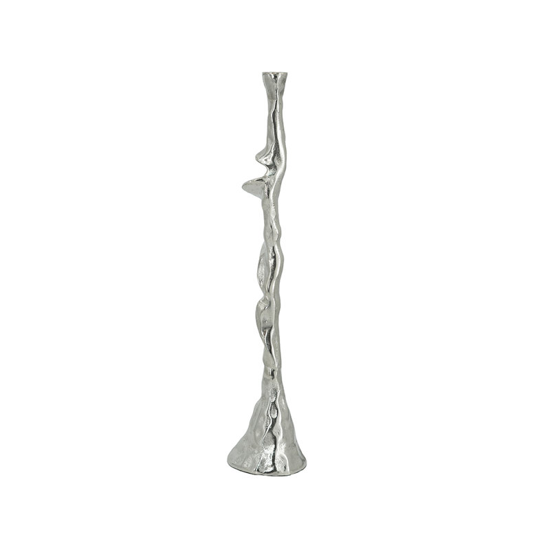 Grand chandelier conique en aluminium à branches d'arbre de 4,5 po de diamètre x 21,5 po argent / or