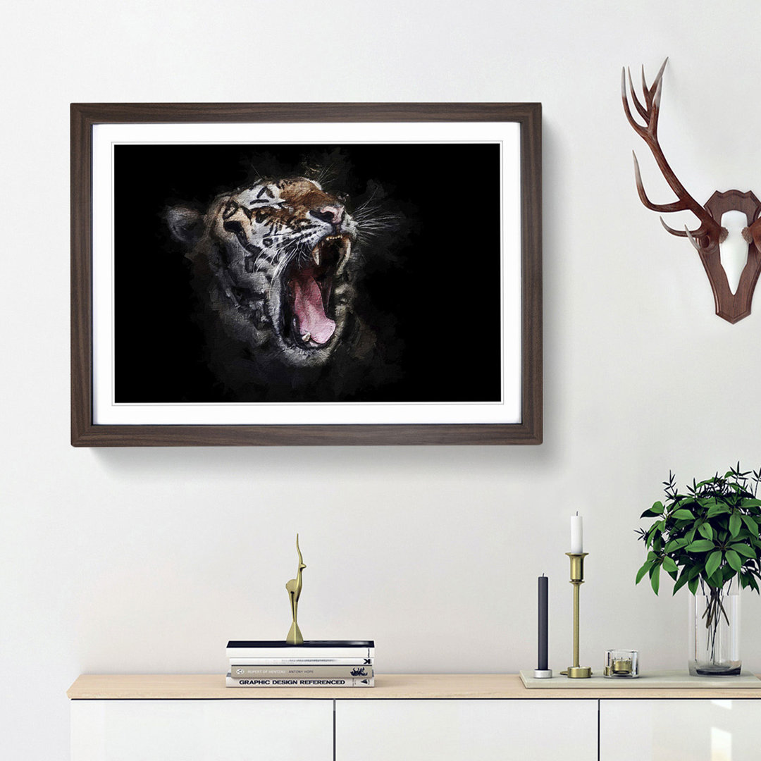 A Yawning Tiger - Framed Print