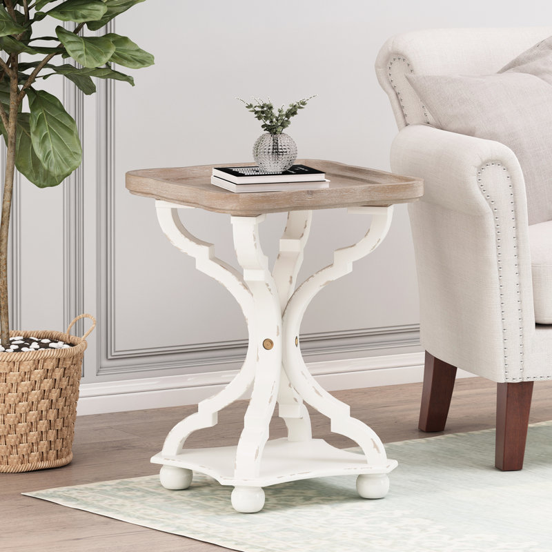 Table d'appoint élégante avec plateau à bords carrés, magnifique plateau d'inspiration campagne française