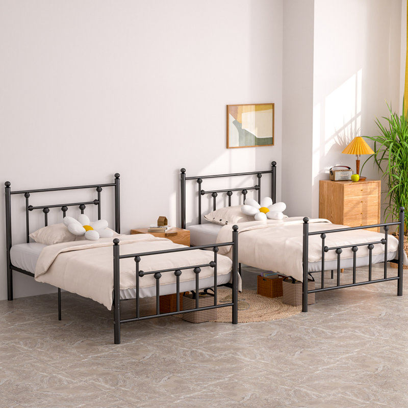 Twin Size Metal Bed Frame 14 Inch Platform Bed No Box Spring Needed, Black
