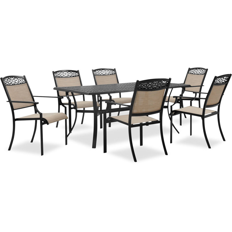 Glendo 6 - Person Metal Patio Dining Set with Rectangular Table