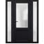Façade extérieure en verre givré pré-monté Fibre de verre givré / Manux 8422 noir mat / 2 fenêtres extérieures latérales / Bureau Portes d'entrée commerciales et résidentielles Garage de garage-W14 + 36 + 14 po x H80 po -Ins droite-98196248-98196249-98196252