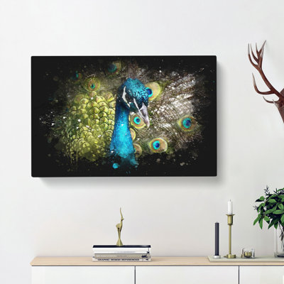 Dazzling Peacock Bird - Wrapped Canvas