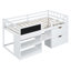 Lit mezzanine simple avec bureau à roulettes, tablette et tiroirs - blanc