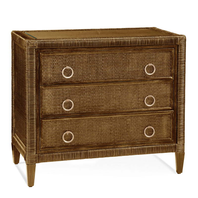 Warwick 36" Wicker Dresser, Bisque, Satin Nickel
