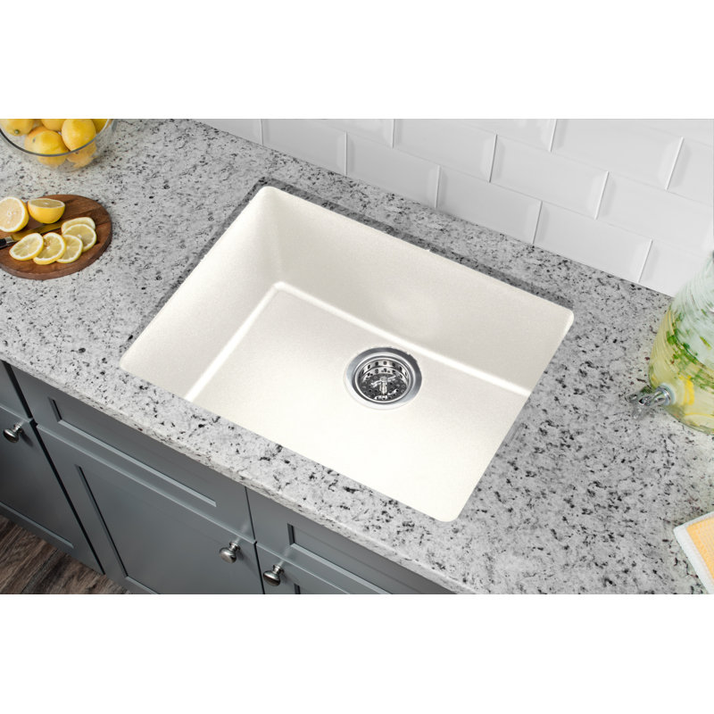 21.65'' L Single Bowl Quartz Kitchen Sink, Alpine White