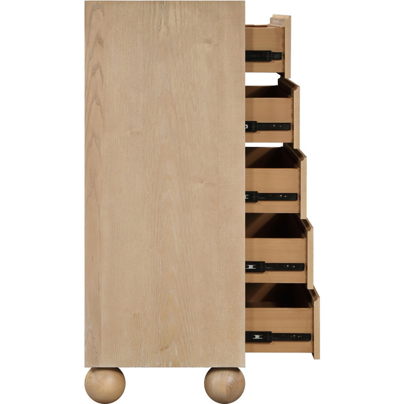 Rokhaya 34'' W 5 - Drawer Dresser, Natural