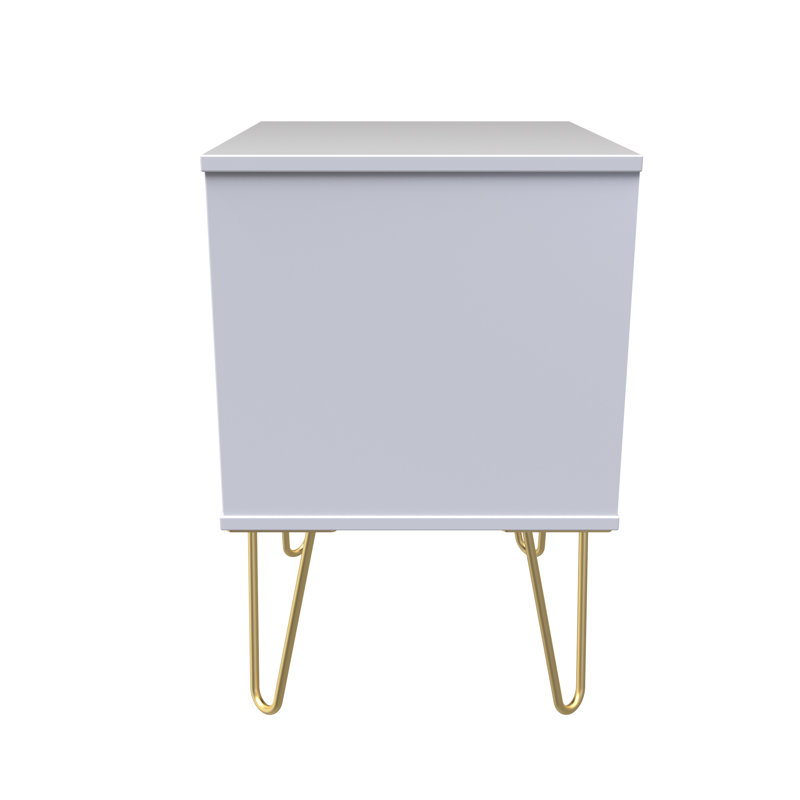 Fully Assembled Alizay Manufactured Wood Bedside Table, Deep Black, White