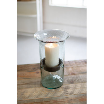  Porte-bougie moyen en verre rustique 15 pi