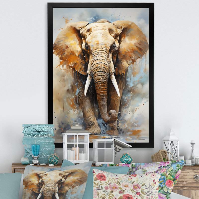 Magnifique portrait d'éléphant I, Cadre simple noir, H 20 po x l 12 po x P 1 po