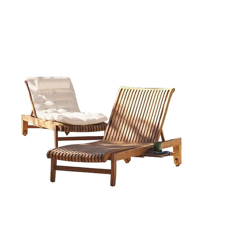 Maisonet Outdoor Teak Wood Chaise Lounge