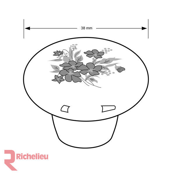 Expression 1 1/2" Diameter Mushroom Knob, Wild Flower