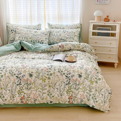 Ensemble de housse de couette réversible en coton à imprimé floral Luxury
