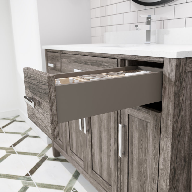 Domel 48" W x 22" D x 34.75" H Single Bathroom Vanity with Power Bar and Drawer Organizer, Grey
