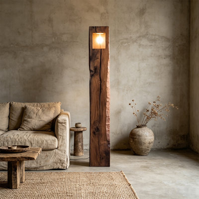 Brown Solid Wood Free Form Floor Lamps