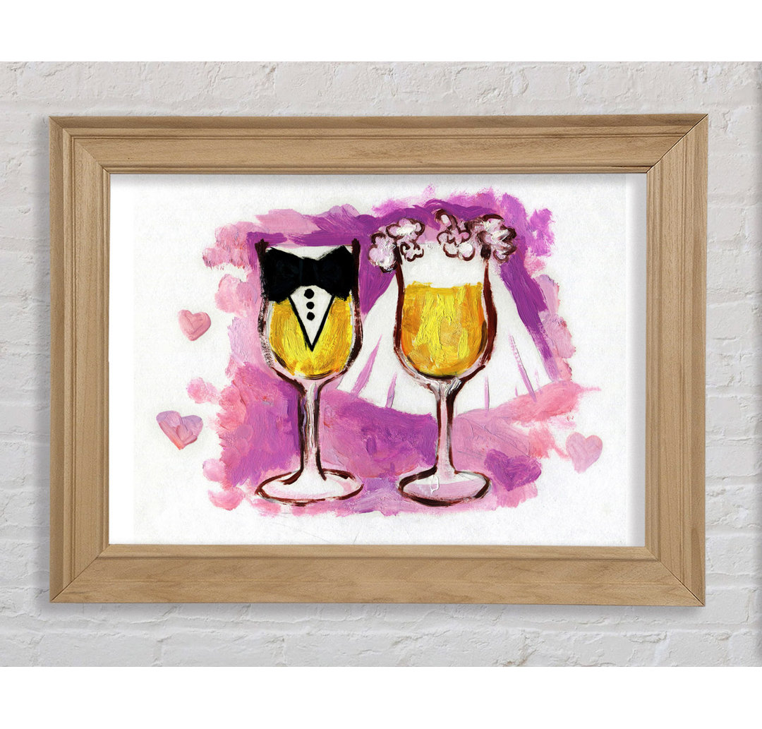 Champagner Toast The Bride And Groom - Einzelne Bilderrahmen Kunstdrucke