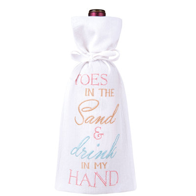 Toes In The Sand Embroidered Wine Bag