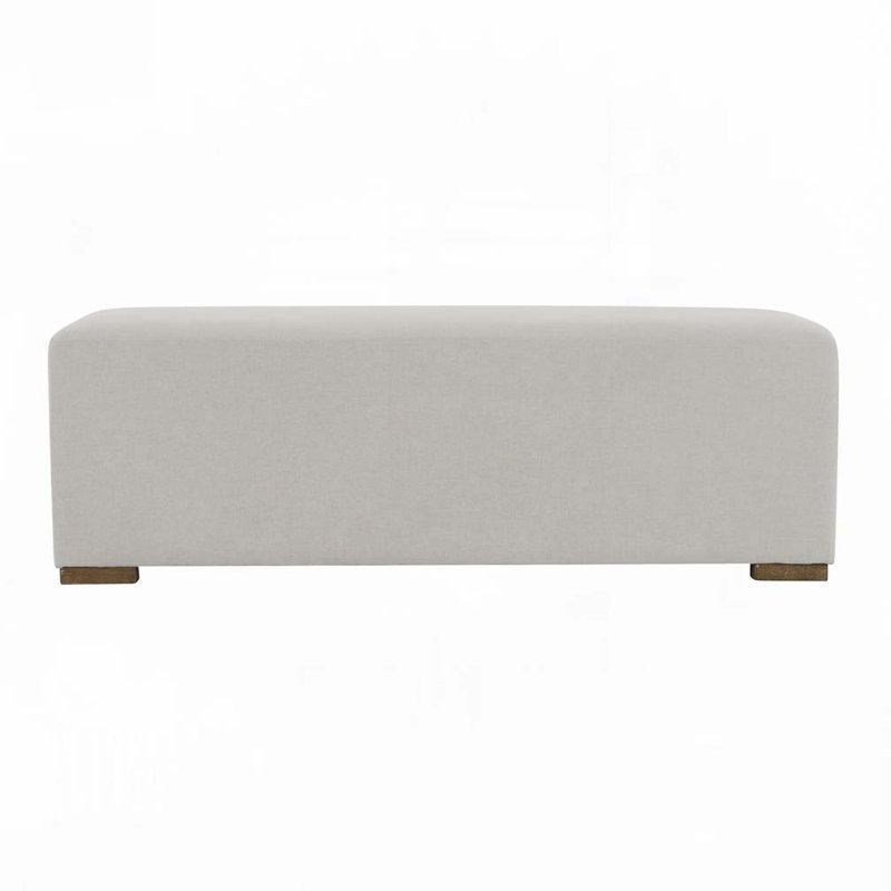 Fabric Bench with Wood Legs, for Living Room and Bedroom, White