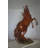 Large Rearing Horse Red Finished Bronze Statue -  Size: 34"L x 21"W x 46"H. 