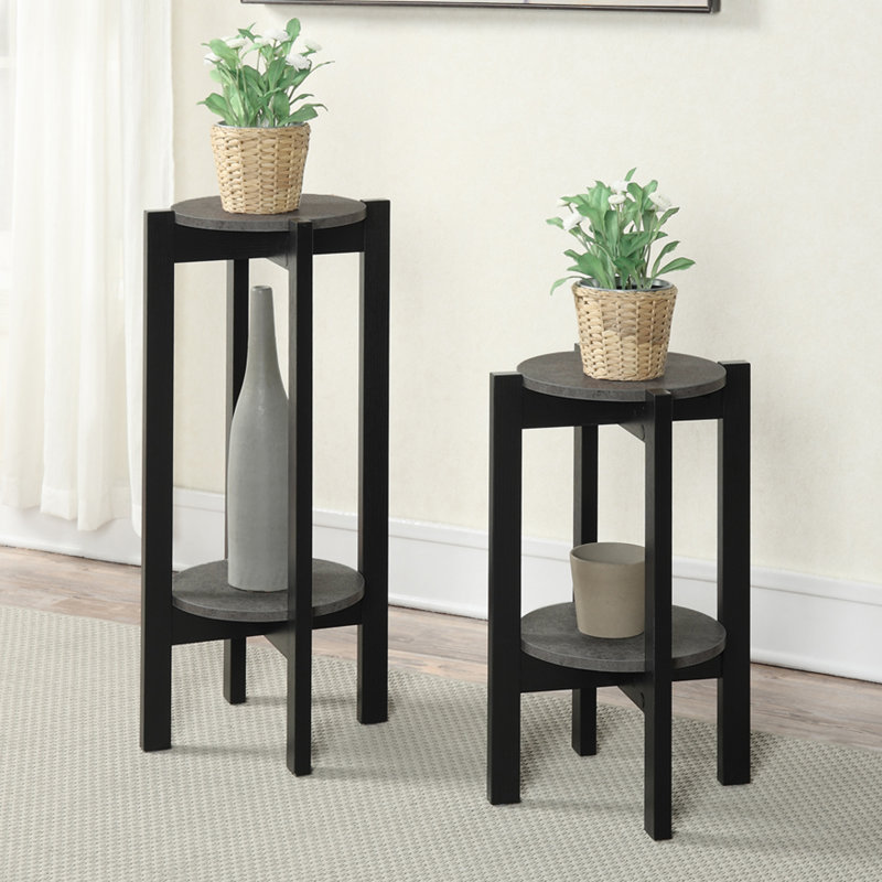 Support pour plante à plusieurs niveaux Saria, H 31 po x l 14,75 po x P 14,75 po, Faux ciment / noir