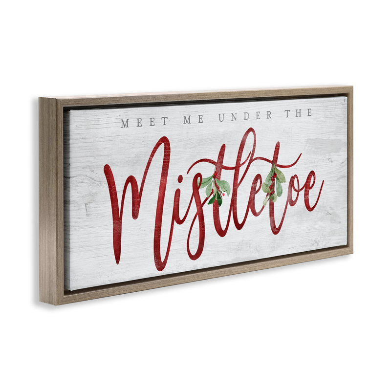 Cadre flottant «Meet Me Under Mistletoe», conception par Mollie B., H 14 po x l 31 po, Cadre flottant orme Montalcino