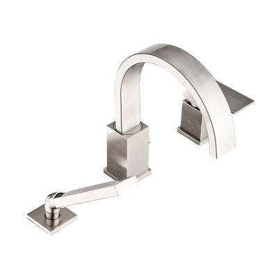 Brushed Nickel Deck Mount Waterfall Tub Faucet With , 3 Roman Filler , Hand Shower & 59" Stainless Steel Hose, Ceramic Cartridge Bathtub - Mounted In Nickel,