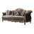 Haben Button Tufted Sofa with 5 Pillows in Light Green, Gold and Black High Gloss