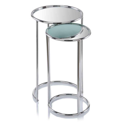 Schenectady 22" Silver Aluminum Round Mirrored End Table