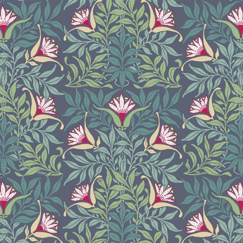 Signature Flowervine 10' L x 24" W Wallpaper Roll, Blue/Green, Faux Grasscloth, Non-pasted