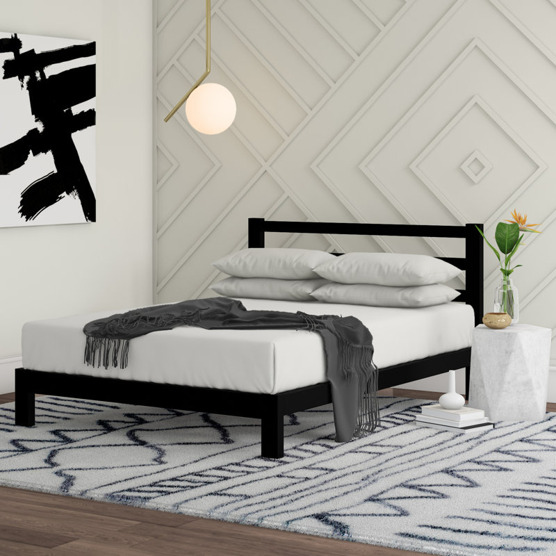 Camea Contemporary Modern Metal Platform Bed, King
