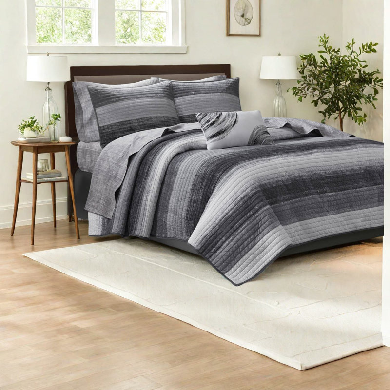 de literie pour très grand lit deux pièces, édredon en microfibre douce avec draps en coton, design noir moderne pour une utilisation confortable à la maison