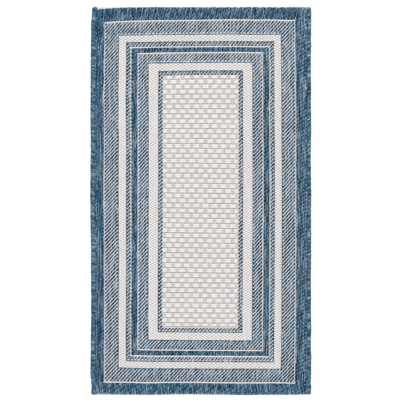 Austa Ivory/Navy Indoor/Outdoor Rug, Rectangle 69 x 122 cm