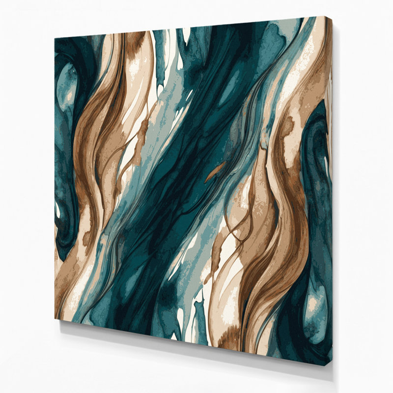Aquarelle abstraite 95, art mural sur toile bleue, H 8 po x l 8 po