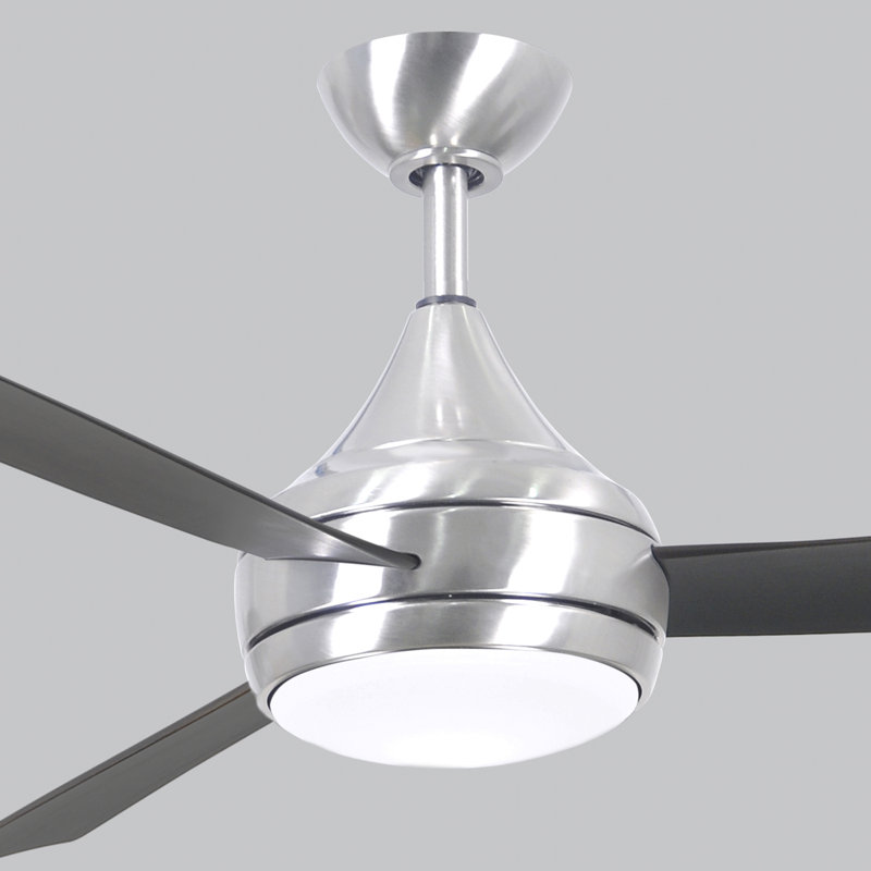 Donaire LED Outdoor Downrod Ceiling Fan, Brushed Stainless, Brushed Bronze