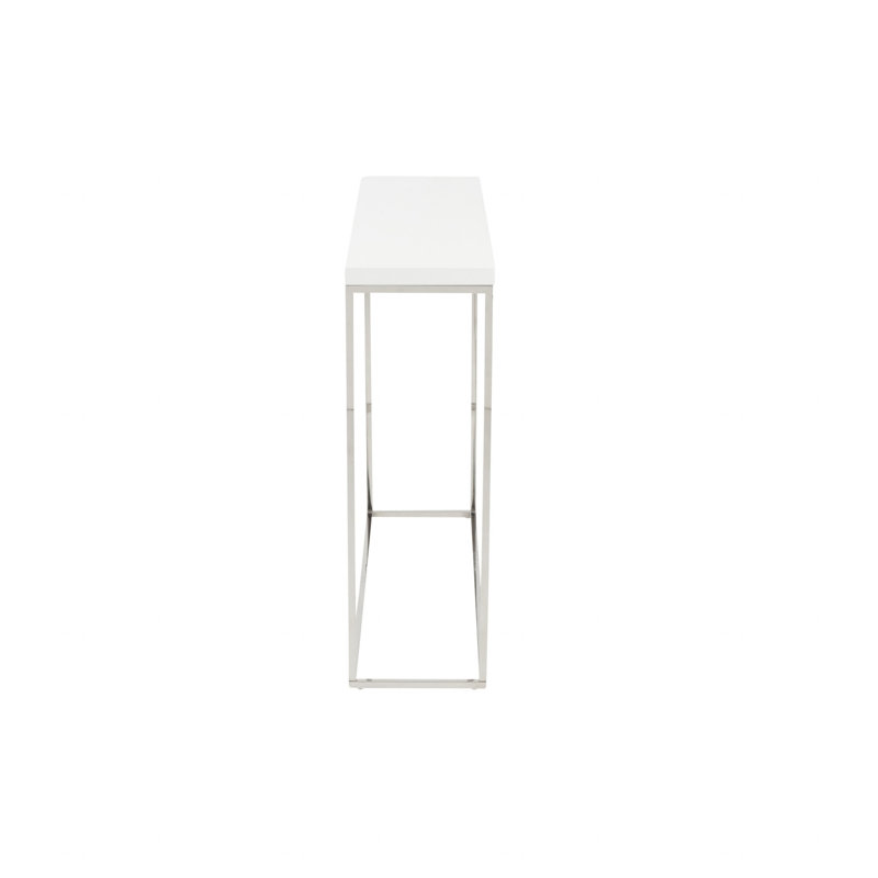Camp Narrow Console Table, White, Silver