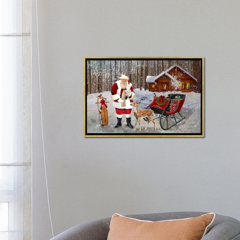 «A Message For Santa», reproduction d'art sur toile encadrée, H 18 po x l 26 po, Impression encadrée sans passe-partout, Doré