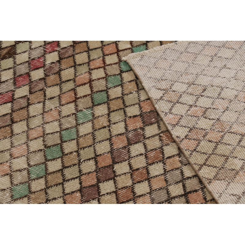 Vintage Turkish Runner, Mosaic-Inspired Multicolor Geometric Design - Rug & Kilim
