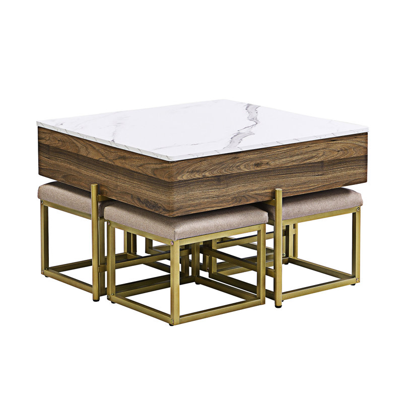 Ensemble de tables basses à plateau relevable avec rangement et repose-pieds