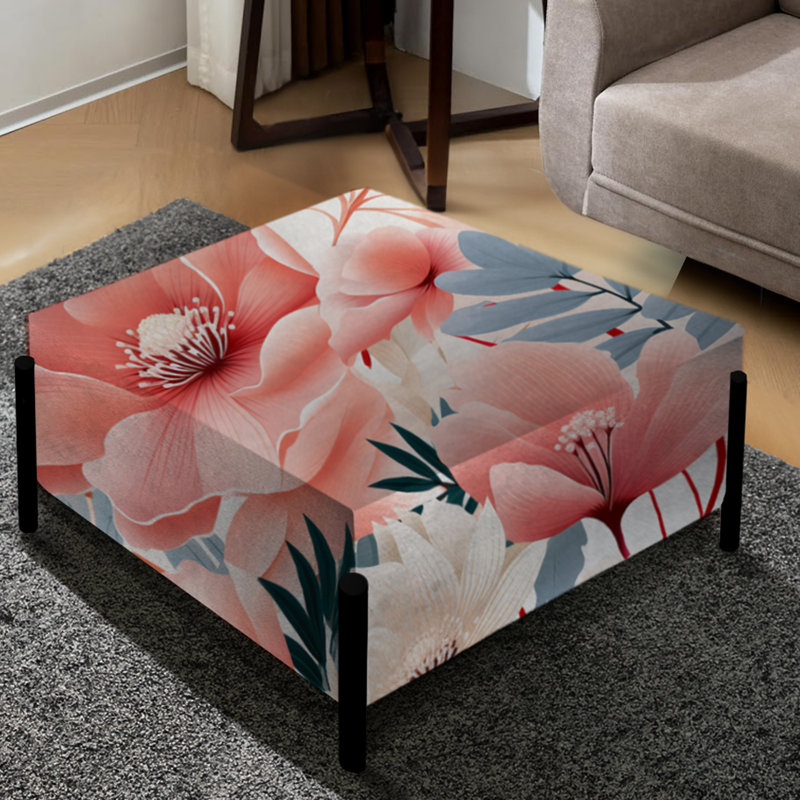 Seaside Elegance Motif tropical - Grand repose-pieds carré tropical