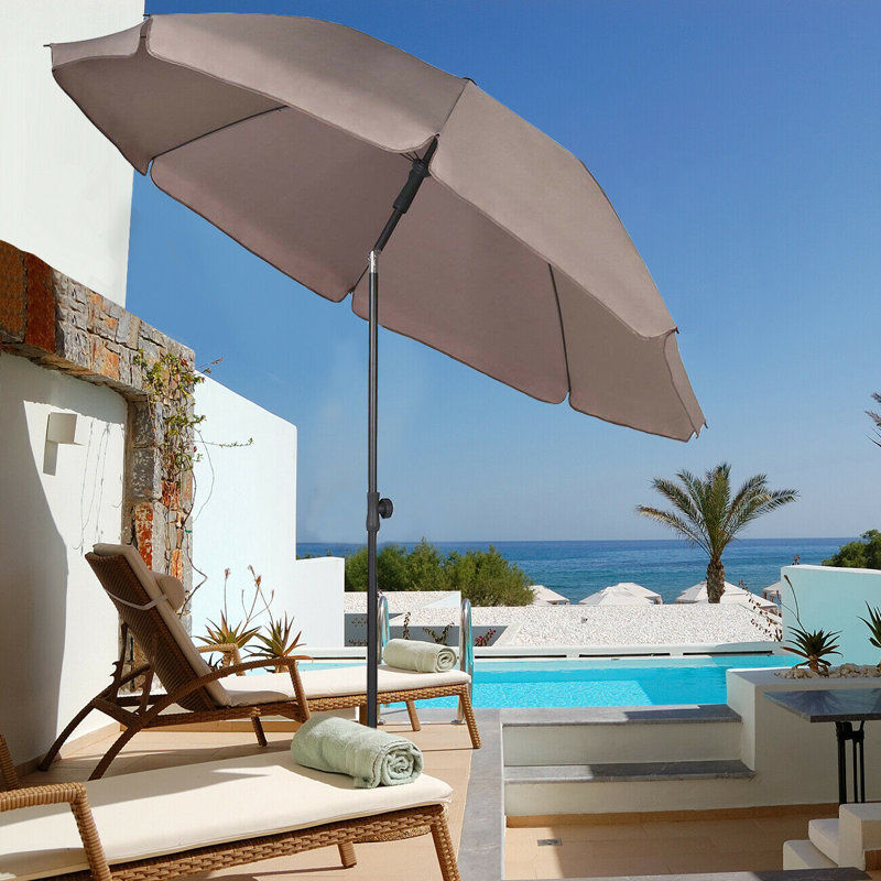 Ariyel 200cm X 217cm Rectangular Beach Parasol, Khaki
