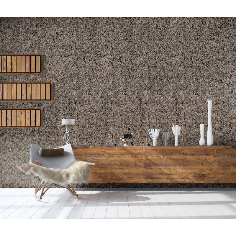 Feel Glass Bead Alpine Reptile Design 33' L x 21" W Wallpaper Roll, Brown