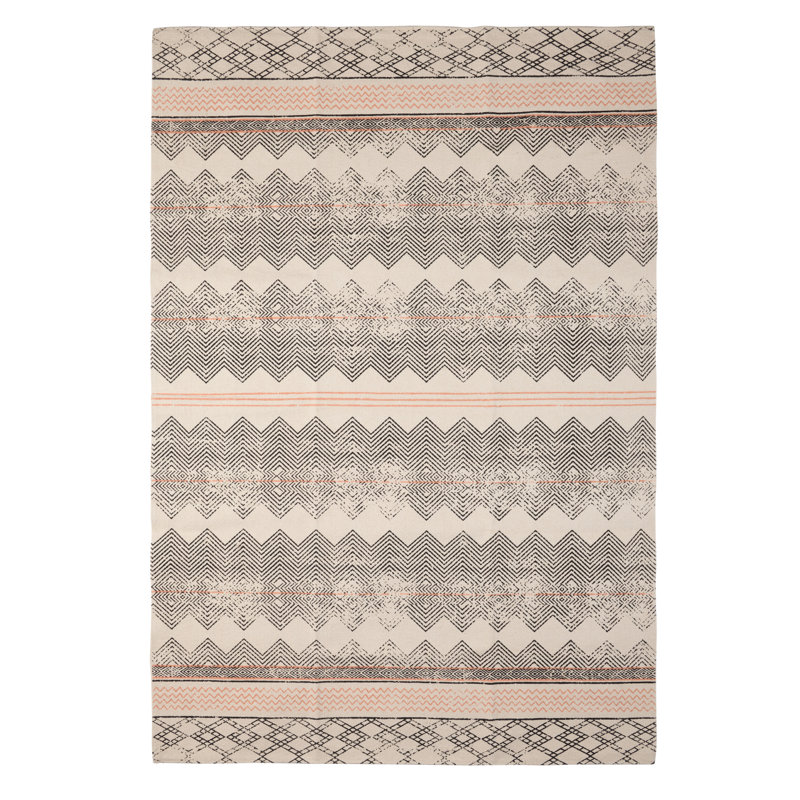 French Connection Boris Machine Washable Stonewash Printed Cotton Rugs, Rectangle 4' x 6'