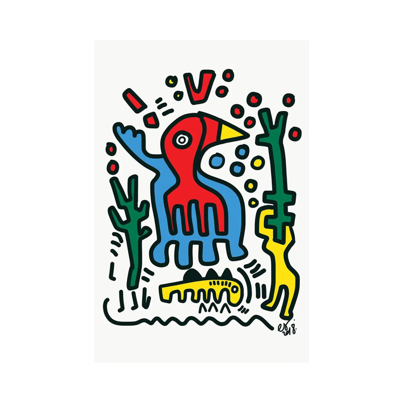 Red Bird And Friends by Emmanuel Signorino - Wrapped Canvas Gallery-Wrapped Canvas Giclée