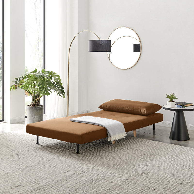Brody Futon Sofa Bed - Luxury Simple Modern Folding Design, Orange Velvet